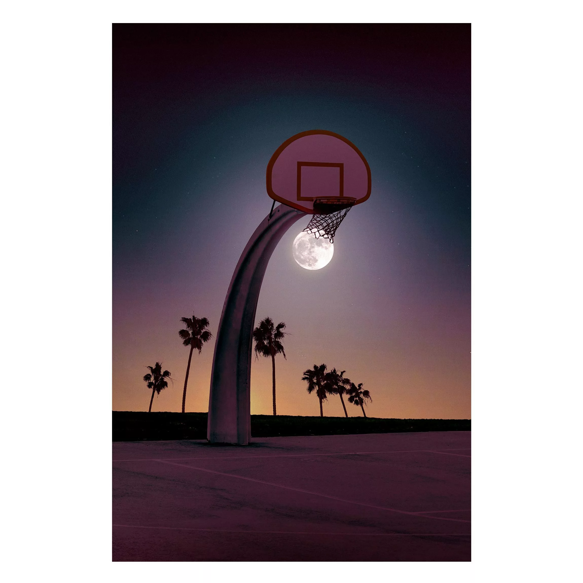 Magnettafel Kunstdruck - Hochformat 2:3 Basketball mit Mond günstig online kaufen