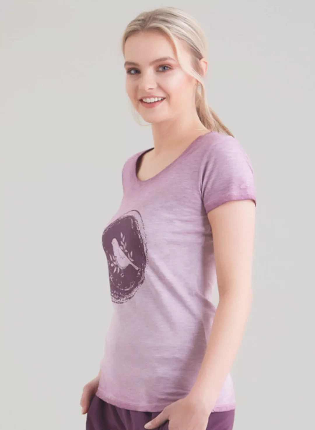 Garment Dyed Tshirt Vorne Mit Vogel-print günstig online kaufen