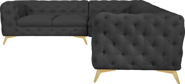 Leonique Chesterfield-Sofa »Ecksofa GLYNIS L-Form mit Wellenunterfederung, günstig online kaufen