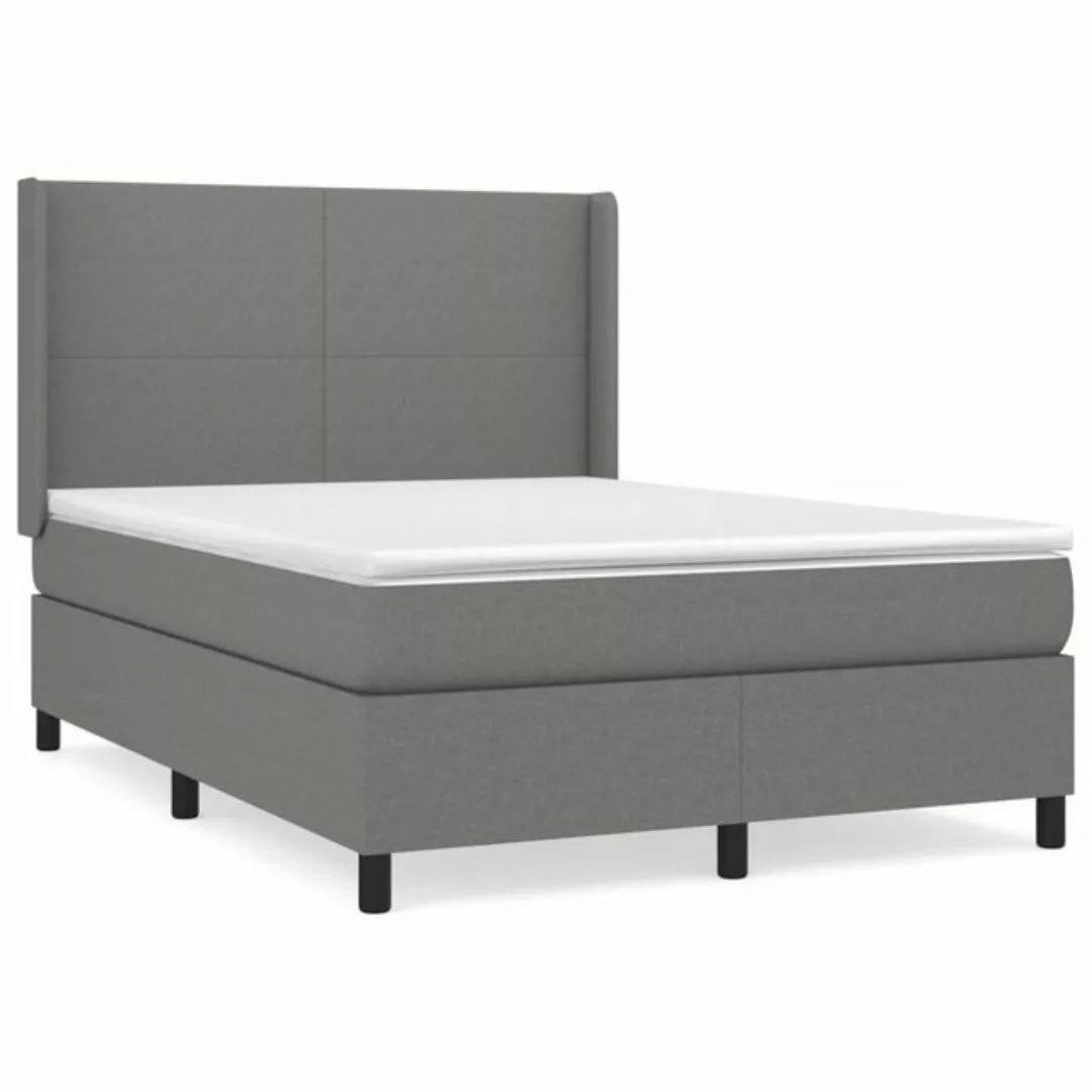 furnicato Bett Boxspringbett mit Matratze Dunkelgrau 140x200 cm Stoff günstig online kaufen