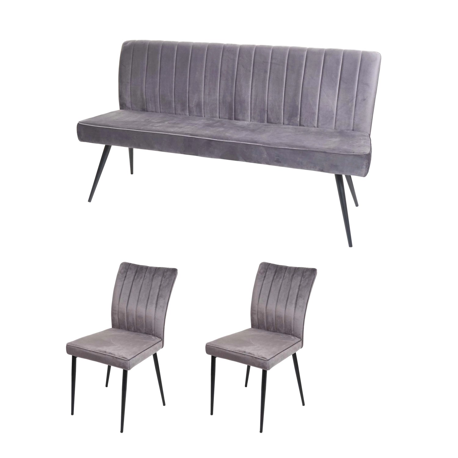 MCW Esszimmer-Set K16 3-teilig Dunkelgrau günstig online kaufen