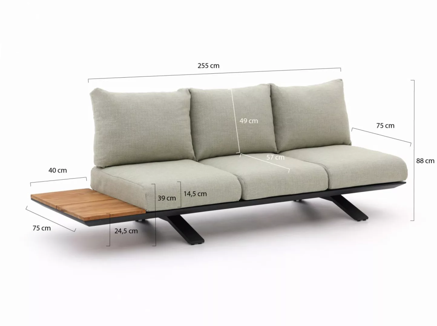 SUNS Stockholm Gartensofa 3-Sitzer links/rechts 255 cm günstig online kaufen