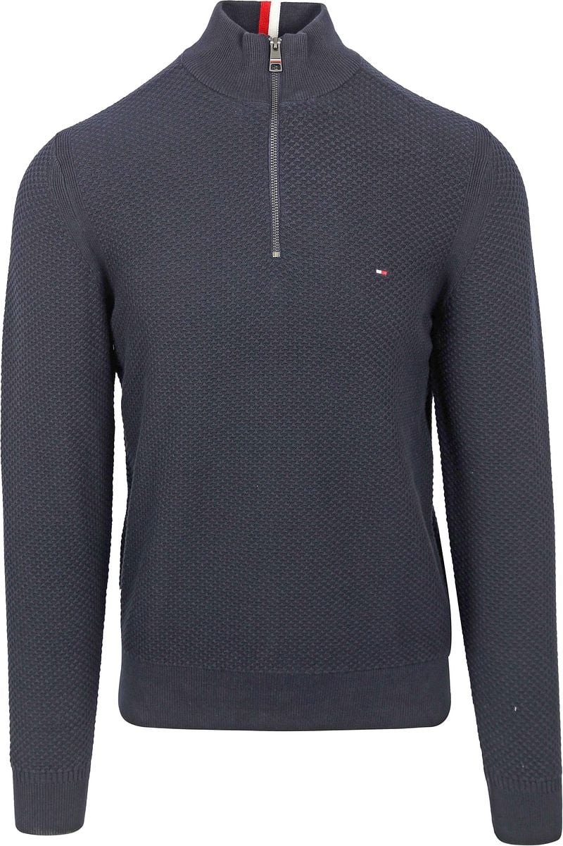 Tommy Hilfiger Half Zip Pullover Struktur Navy - Größe XXL günstig online kaufen