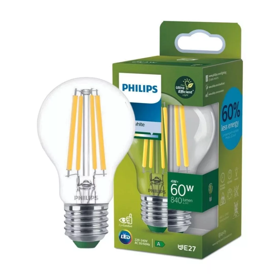 Philips LED Lampe E27 - Birne A60 4W 840lm 4000K ersetzt 60W Viererpack günstig online kaufen
