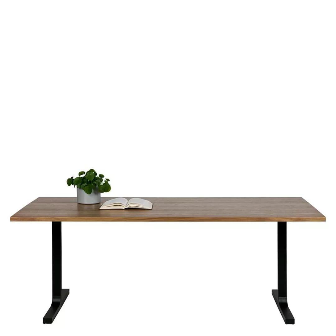 Küchen Tisch in Nussbaumfarben und Schwarz Retrostil günstig online kaufen