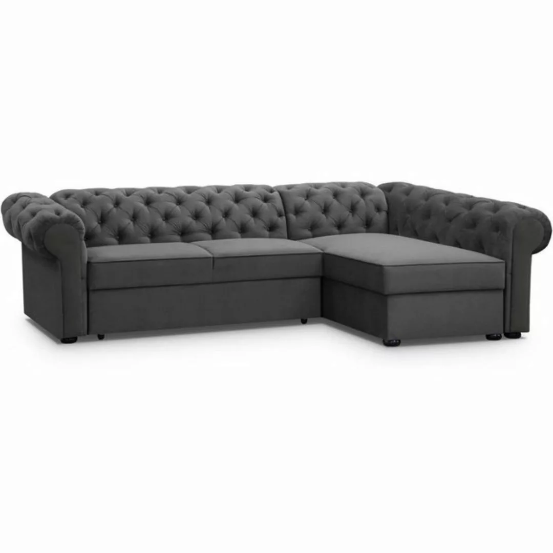 Beautysofa Polsterecke Chester, L-Form Ecksofa aus Velour, Ottomane rechts günstig online kaufen