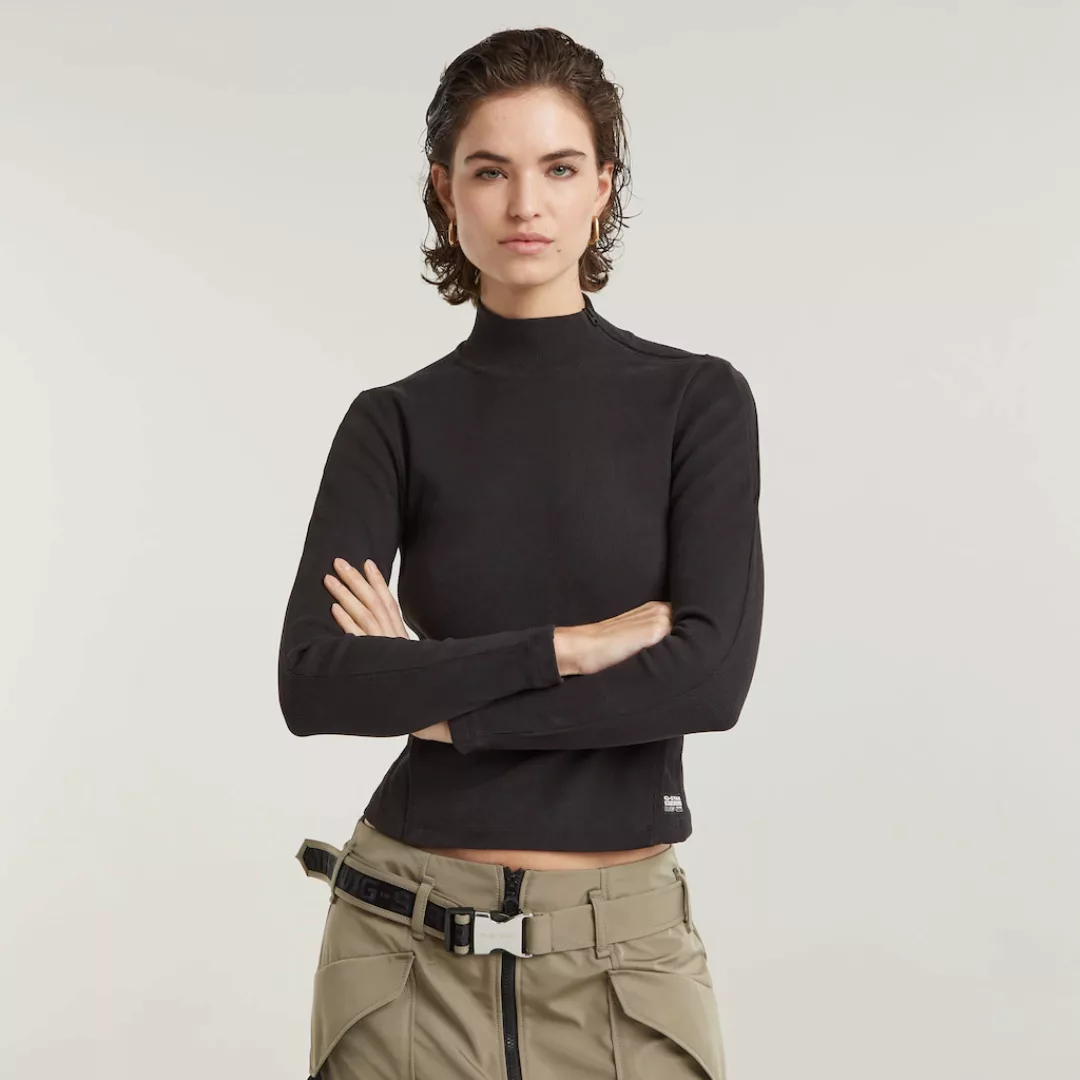 G-STAR T-Shirt Asymmetric Zip Cropped Slim Mock günstig online kaufen