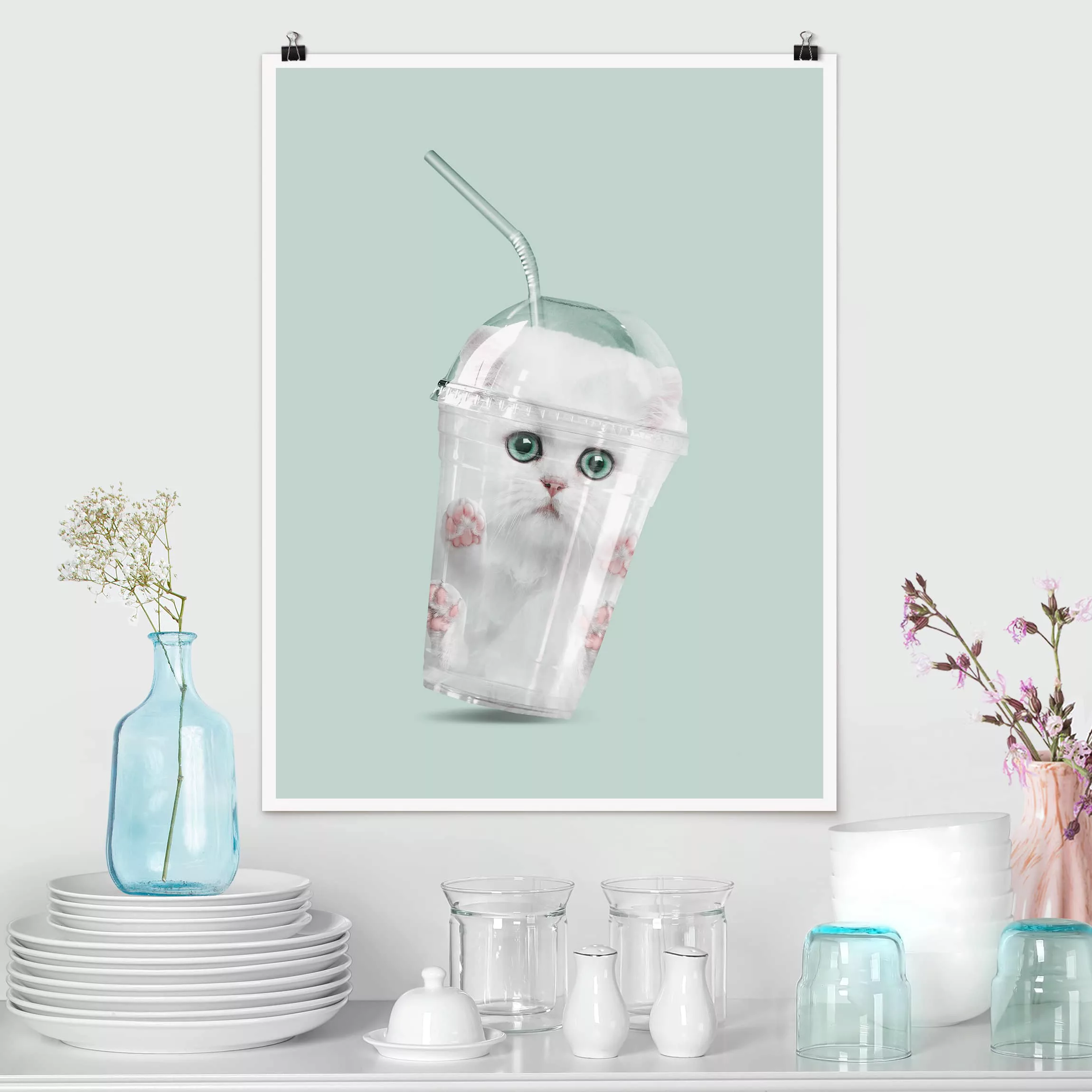 Poster Tiere - Hochformat Shake mit Katze günstig online kaufen