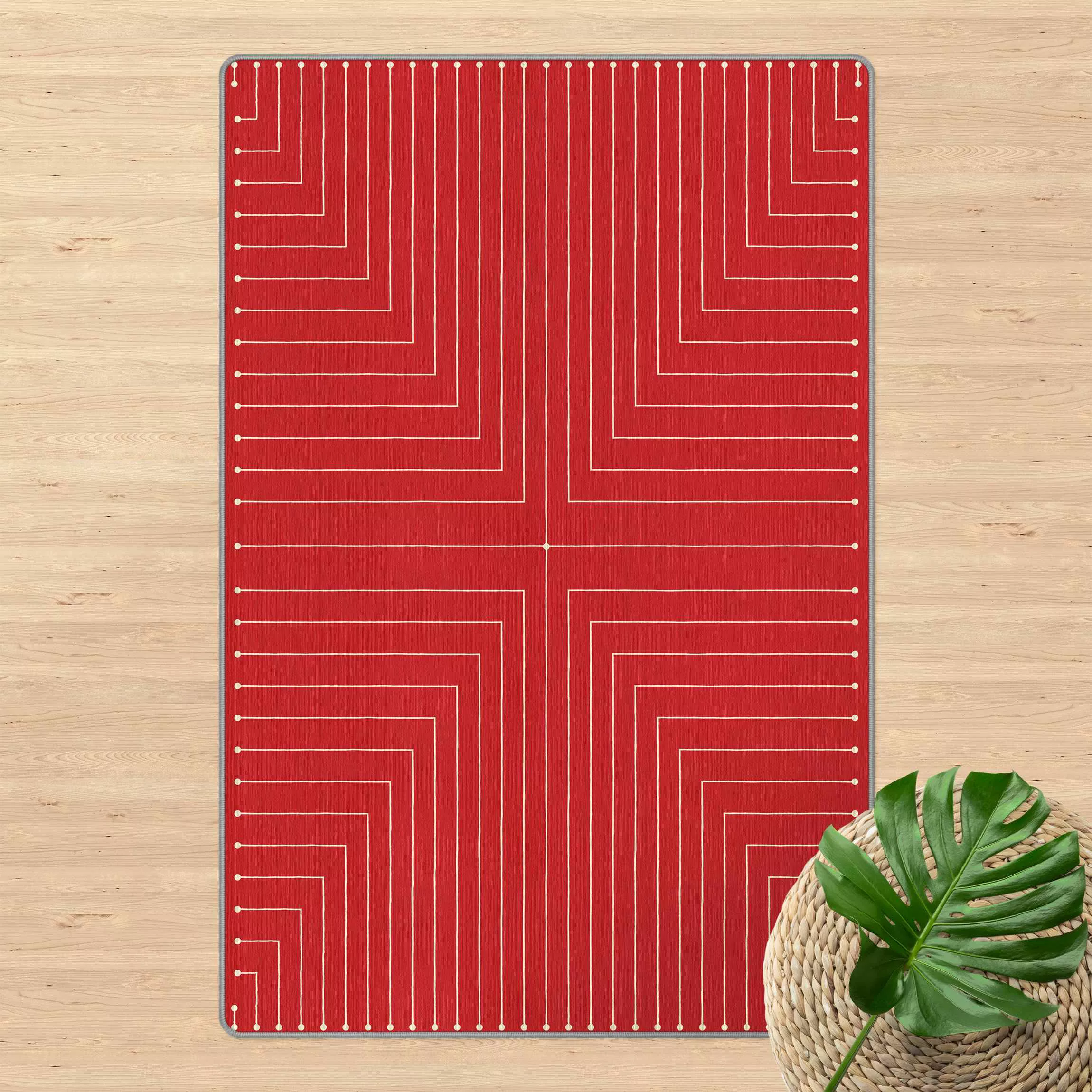 Teppich Geometrische Ecken rot günstig online kaufen