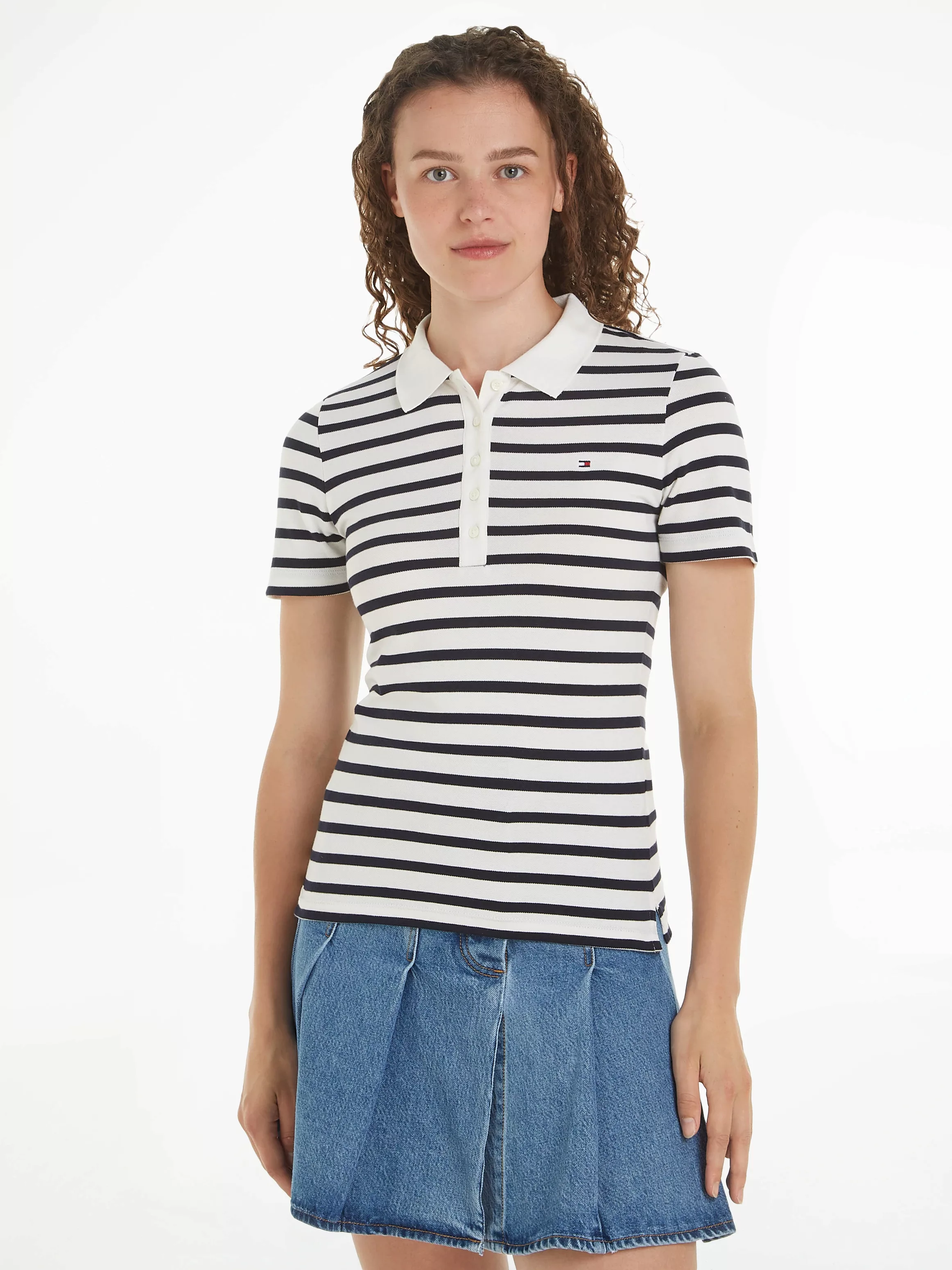 Tommy Hilfiger Poloshirt "1985 SLIM PIQUE STRIPE POLO SS", mit dezenter Tom günstig online kaufen