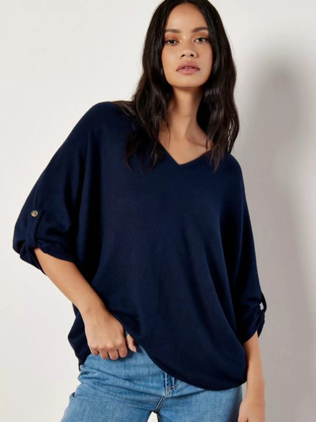 Apricot Oversize-Shirt ohne Verschluss, mit Fledermausärmeln günstig online kaufen