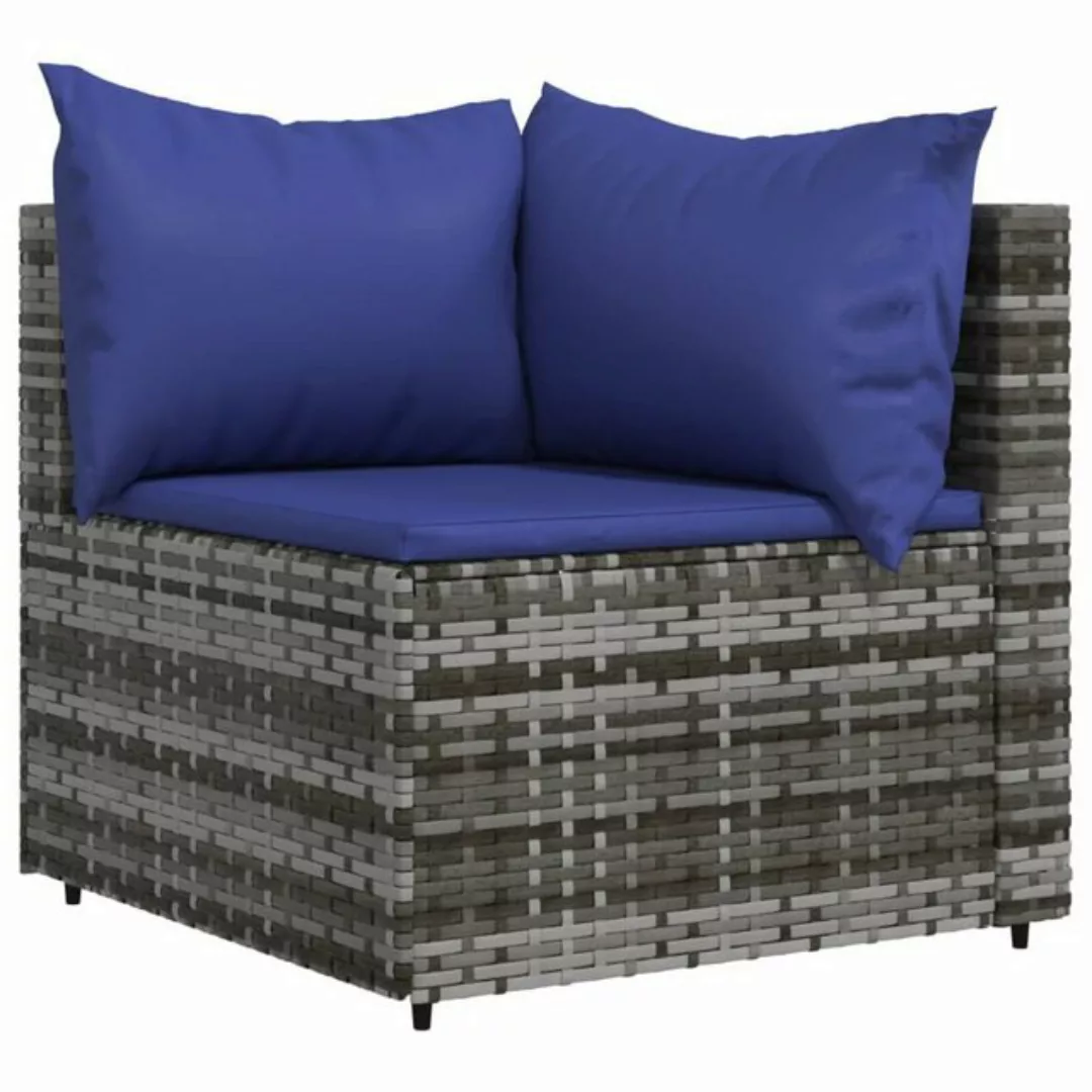 vidaXL Loungesofa Garten-Ecksofa mit Kissen Grau Poly Rattan, 1 Teile günstig online kaufen