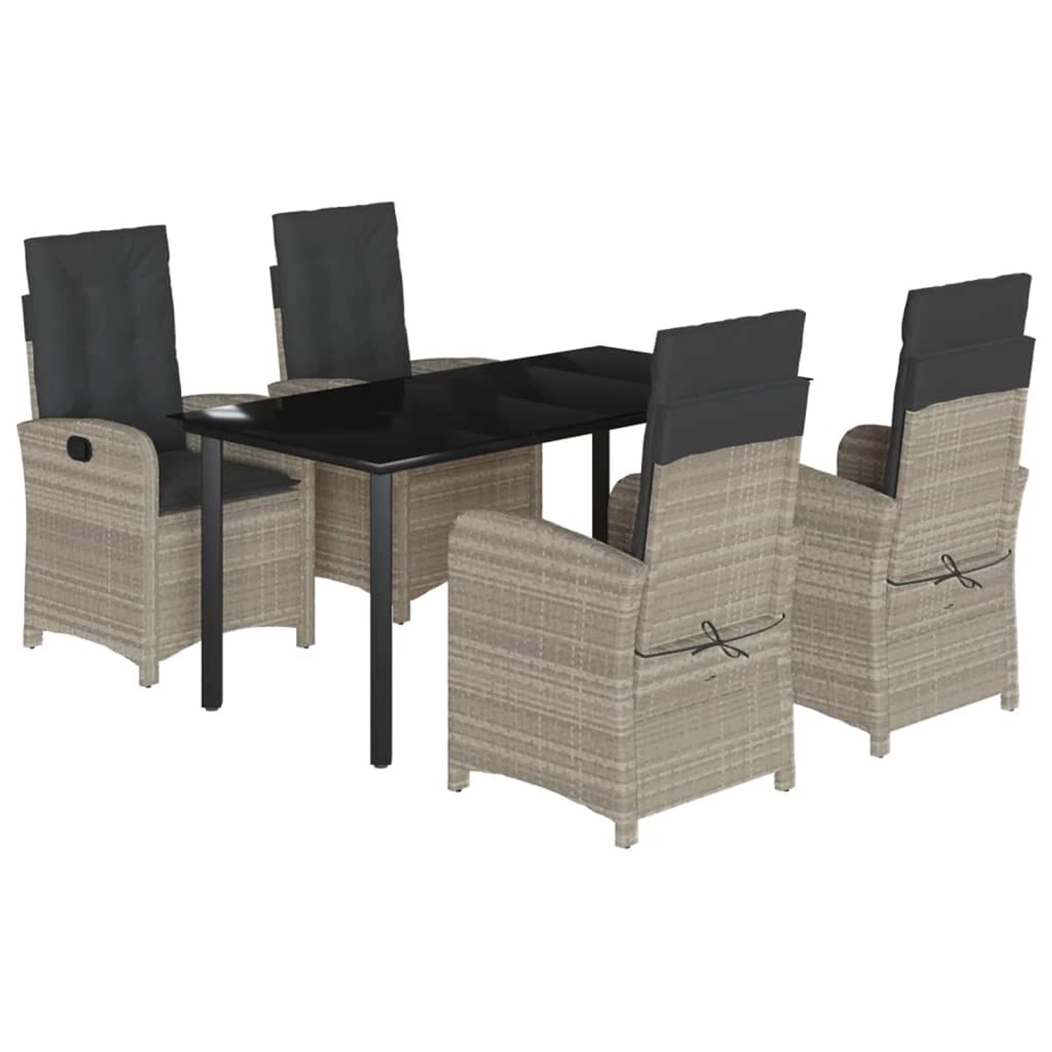 vidaXL 5-Tlg Garten-Essgruppe mit Kissen Hellgrau Poly Rattan 3212424 günstig online kaufen