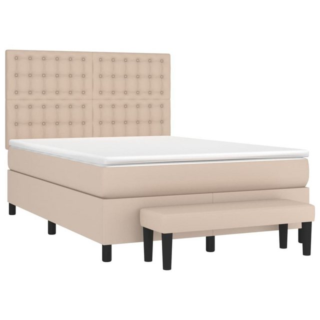 vidaXL Boxspringbett Boxspringbett mit Matratze und Fusshocker Kunstleder ( günstig online kaufen