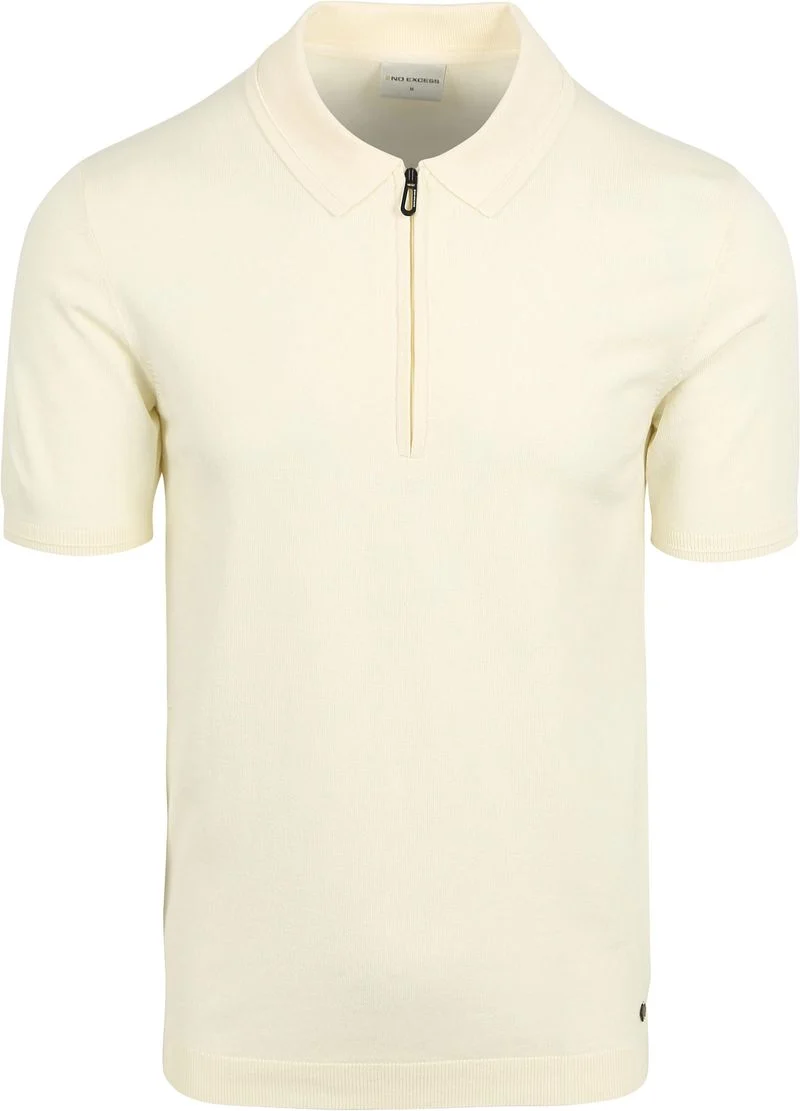 No Excess Half Zip Poloshirt Off White - Größe M günstig online kaufen