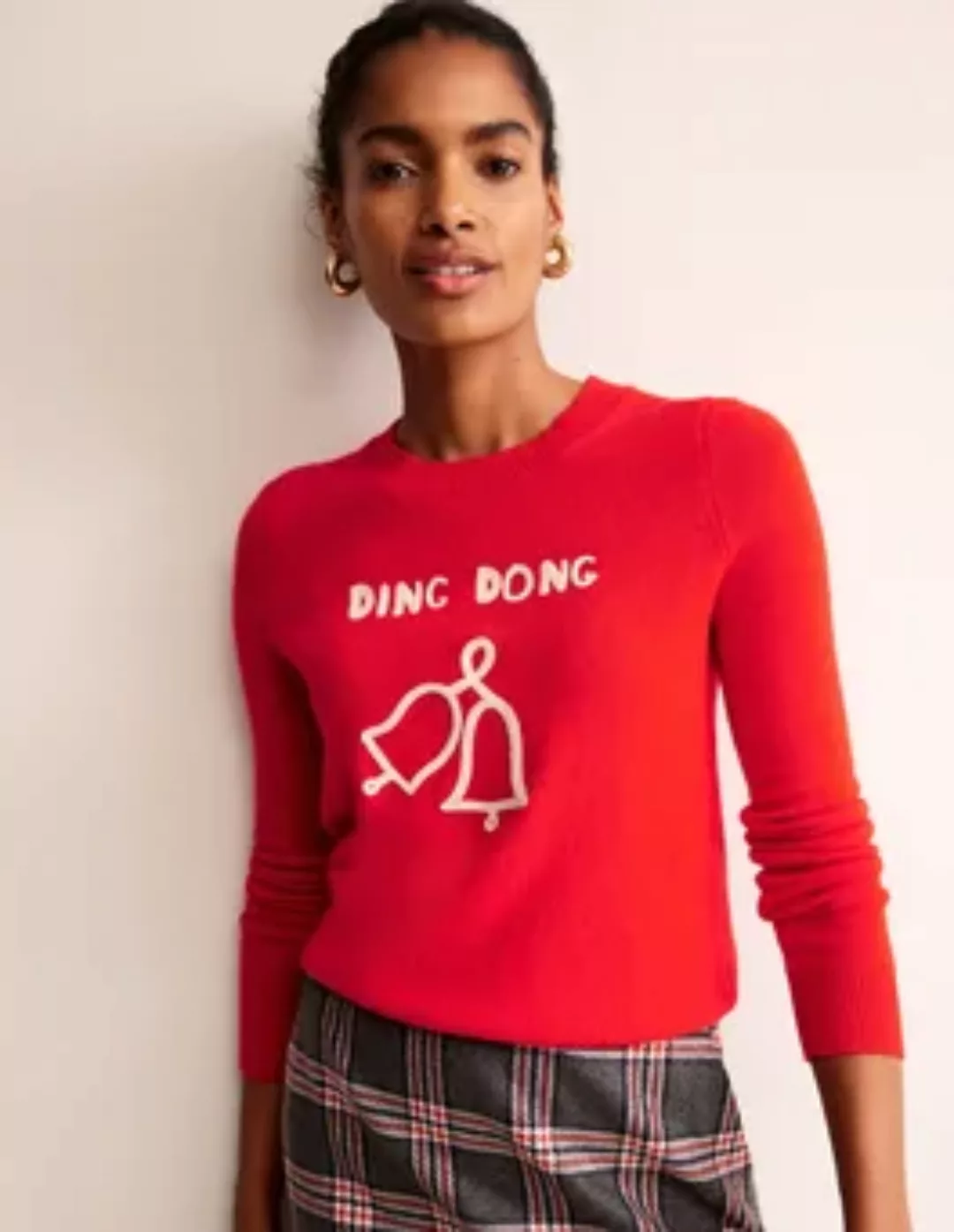 Festlicher Pullover mit Stickerei Damen Boden, Leuchtendes Rot, Ding Dong günstig online kaufen