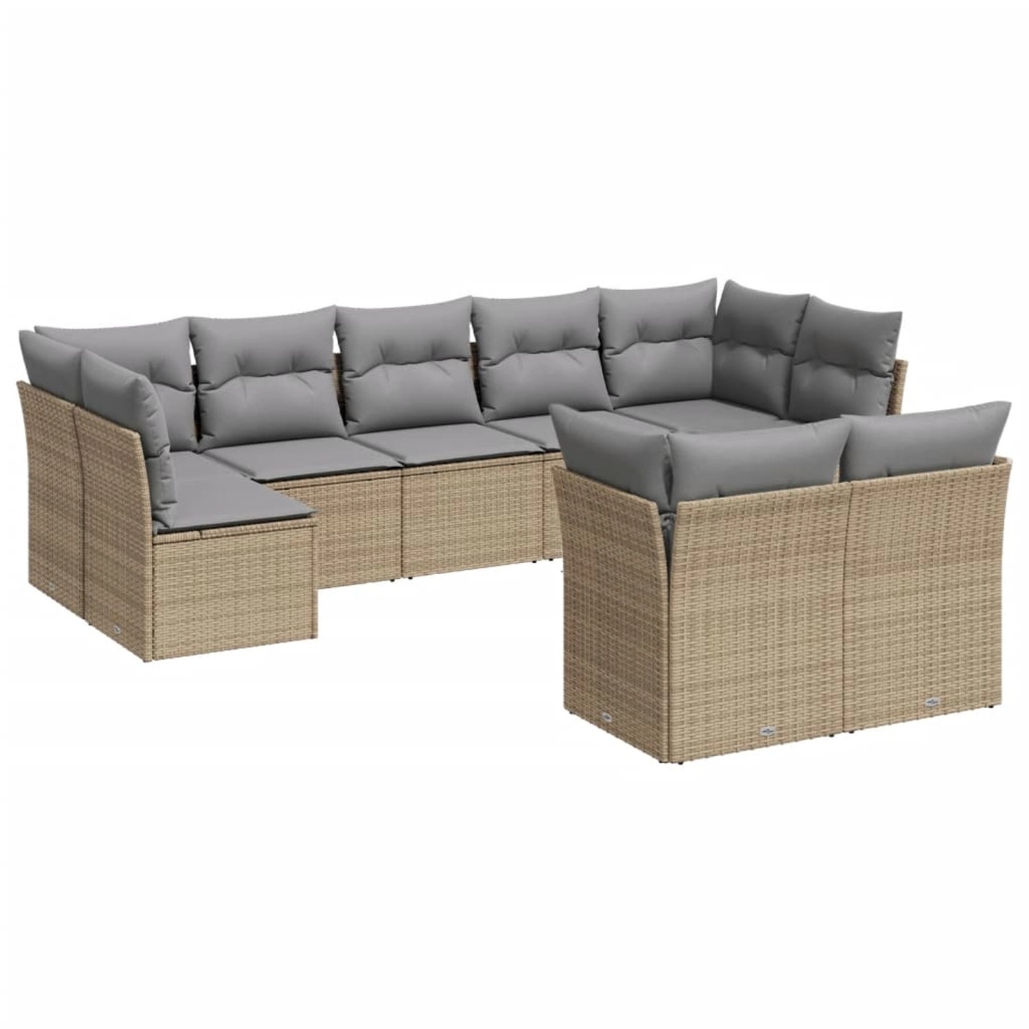 vidaXL 9-tlg Garten-Sofagarnitur mit Kissen Beige Poly Rattan Modell 34 günstig online kaufen