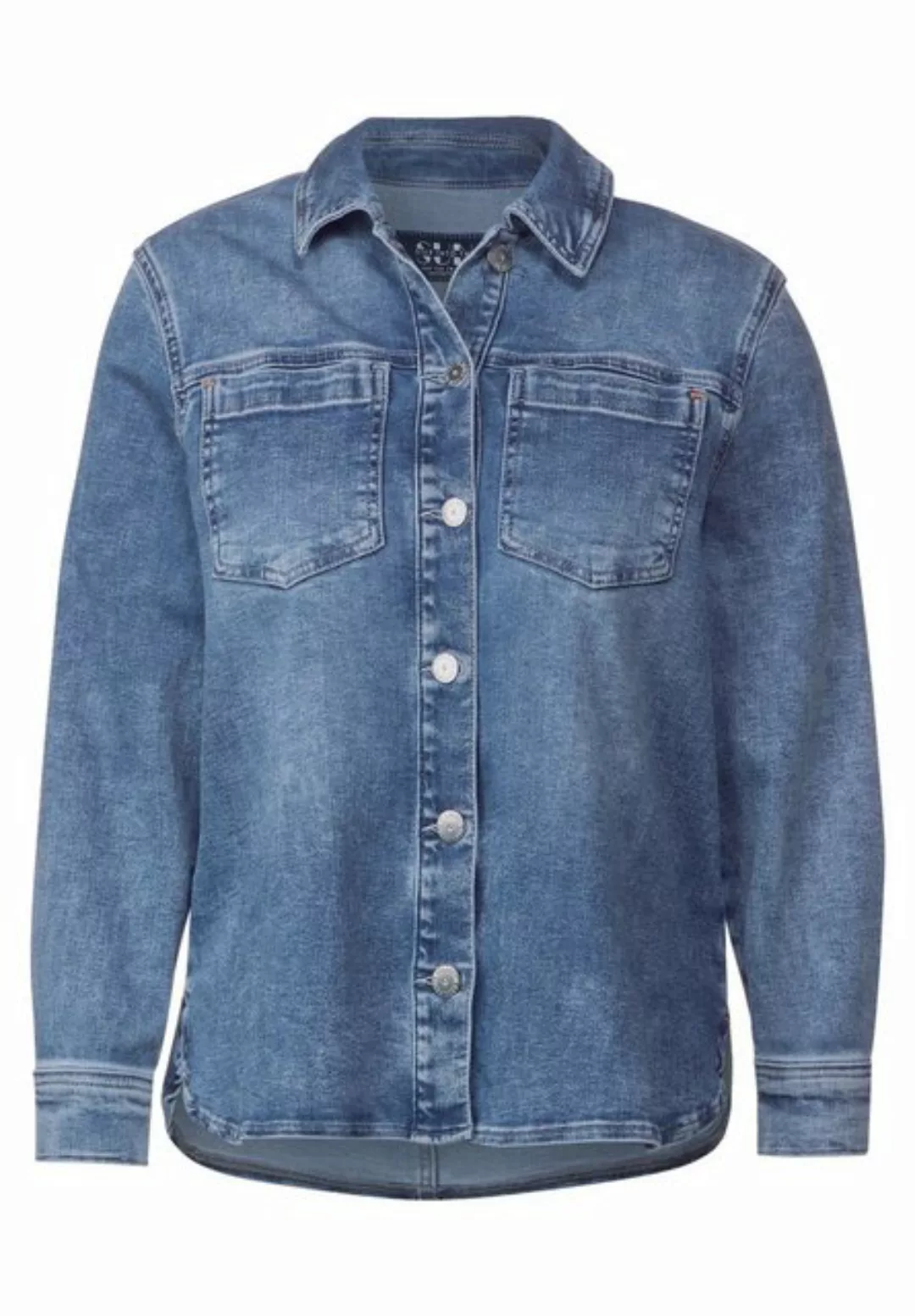 Cecil Strickpullover Style Denim Overshirt Light Bl günstig online kaufen