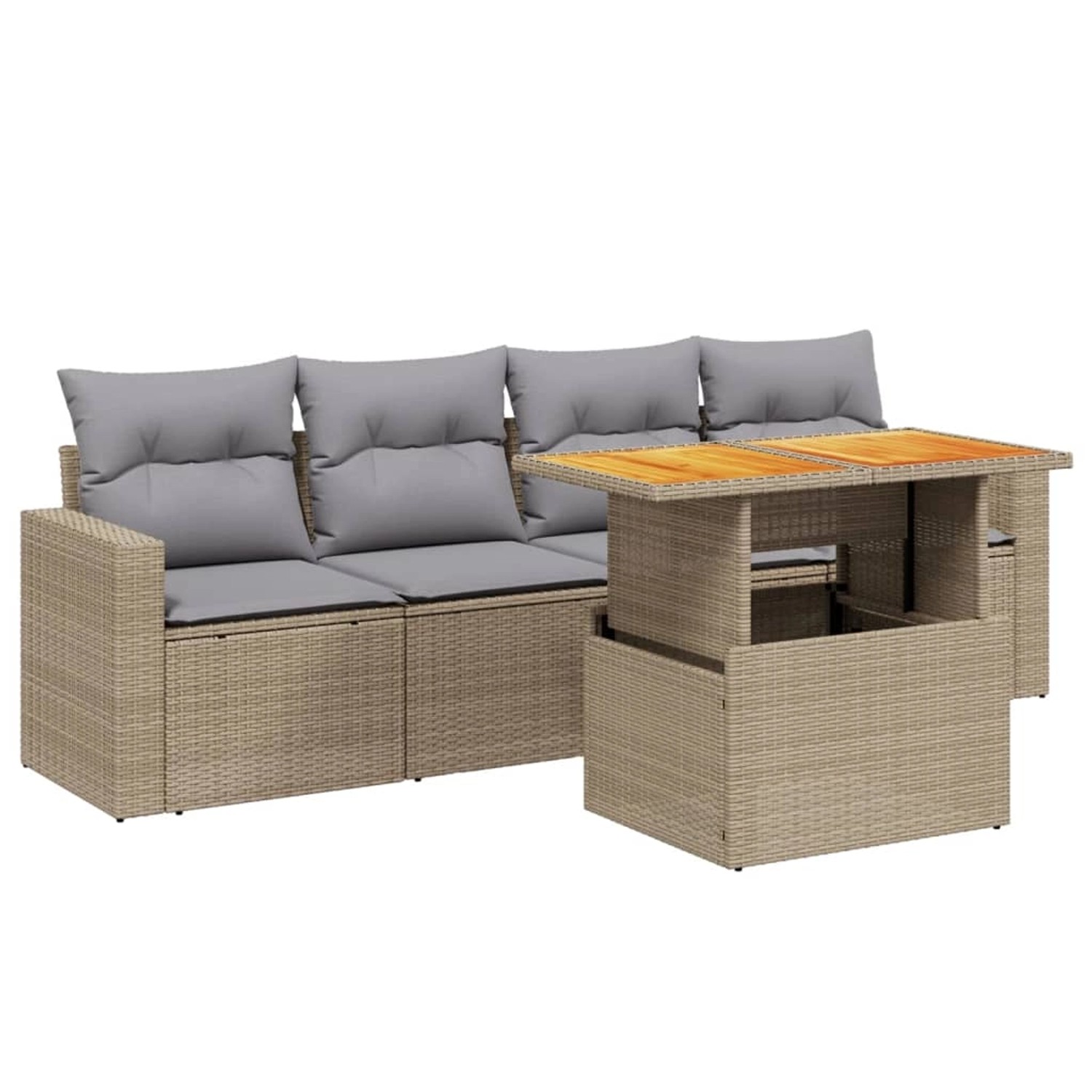 vidaXL 5-tlg Garten-Sofagarnitur mit Kissen Beige Poly Rattan Modell 205 günstig online kaufen