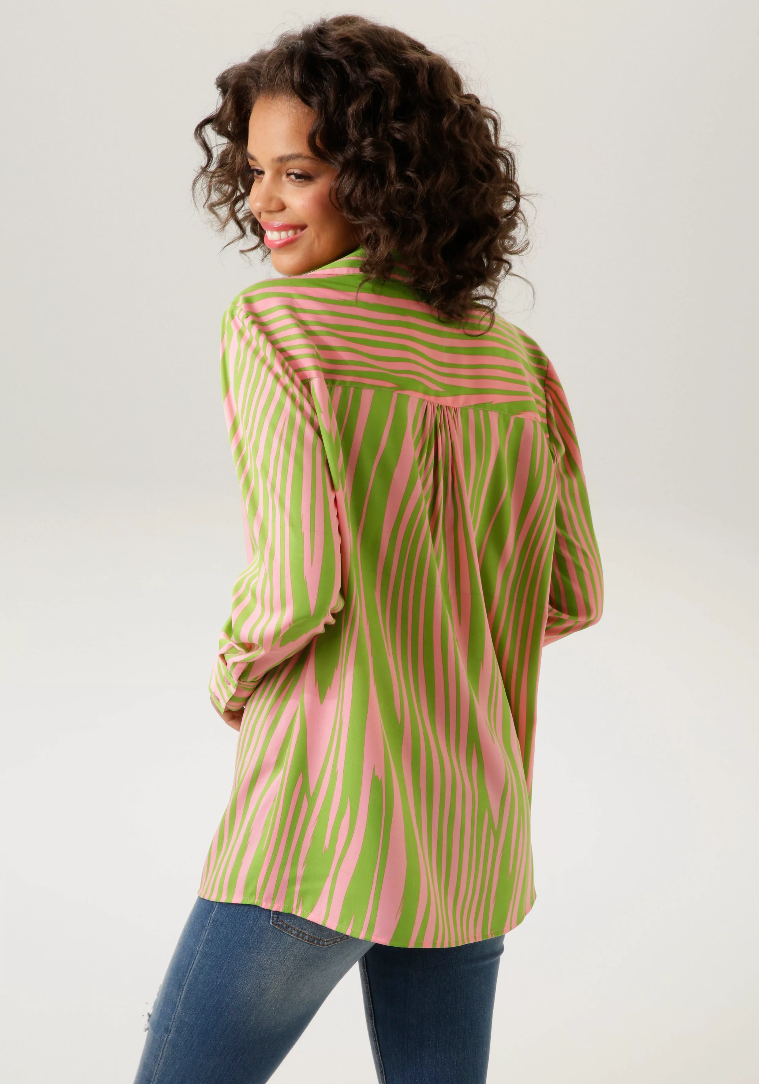 Aniston CASUAL Hemdbluse, im trendfarbenem, extravagantem Streifen-Dessin - günstig online kaufen