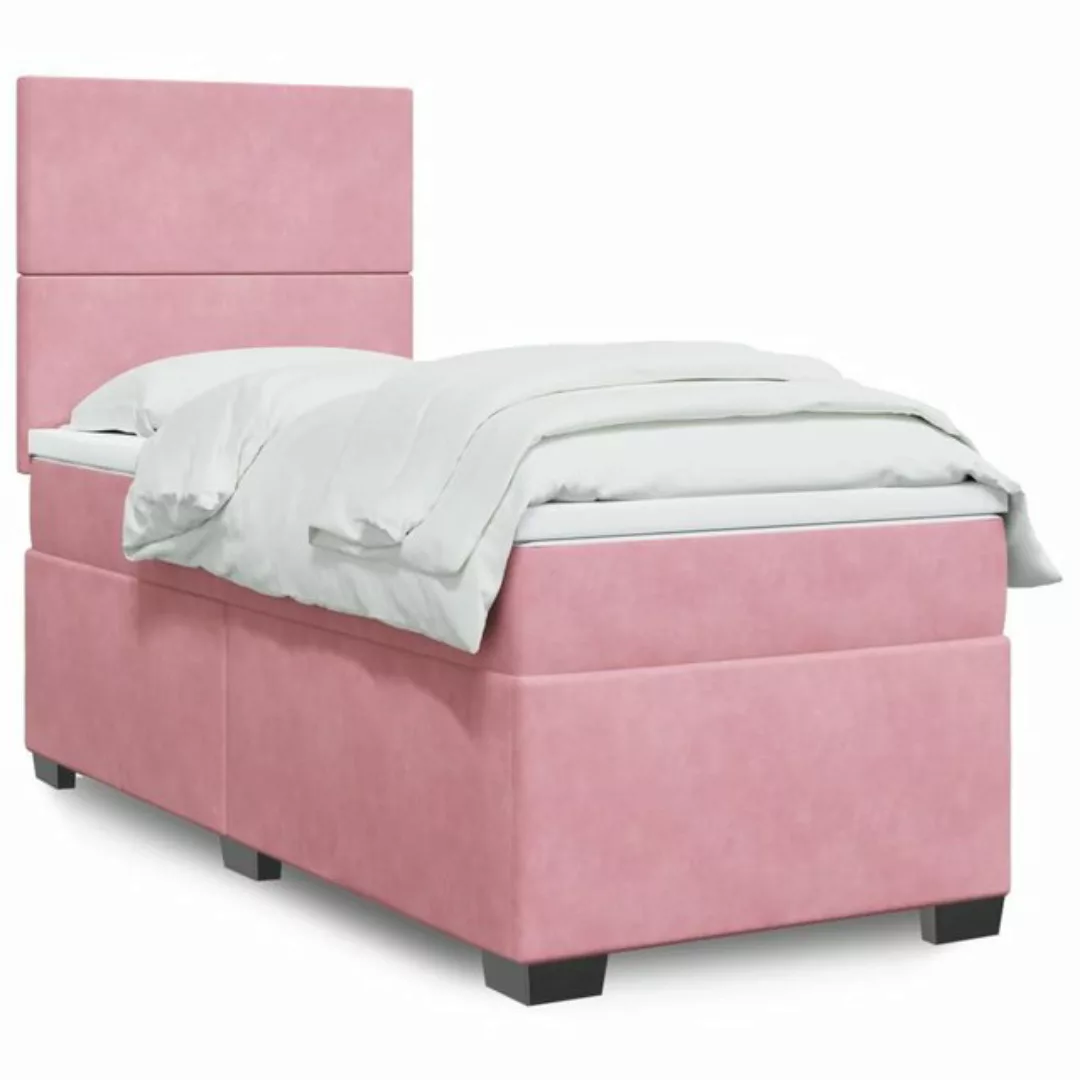 vidaXL Boxspringbett, Boxspringbett mit Matratze Rosa 90x190 cm Samt günstig online kaufen