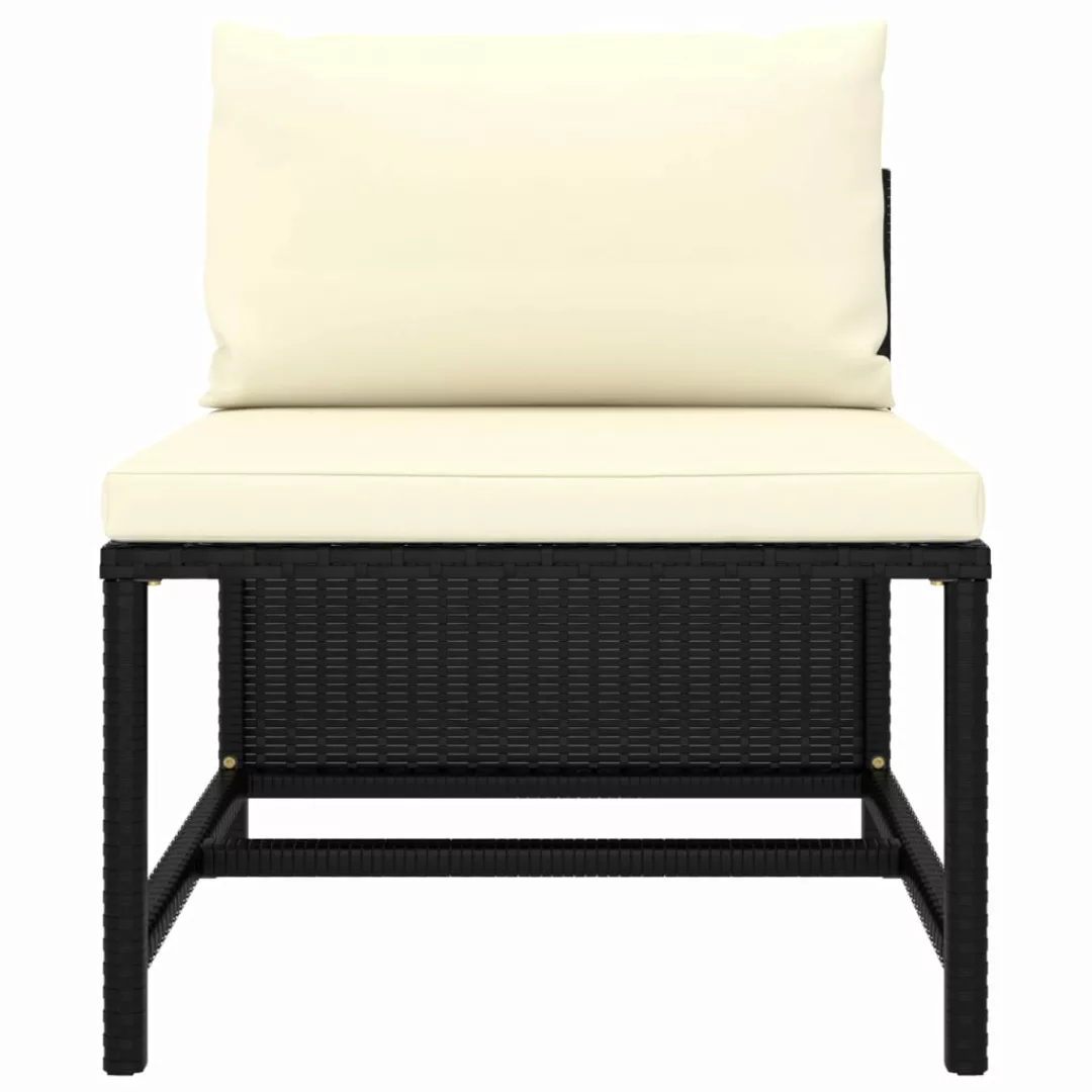 Modular-mittelsofa Mit Kissen Schwarz Poly Rattan günstig online kaufen