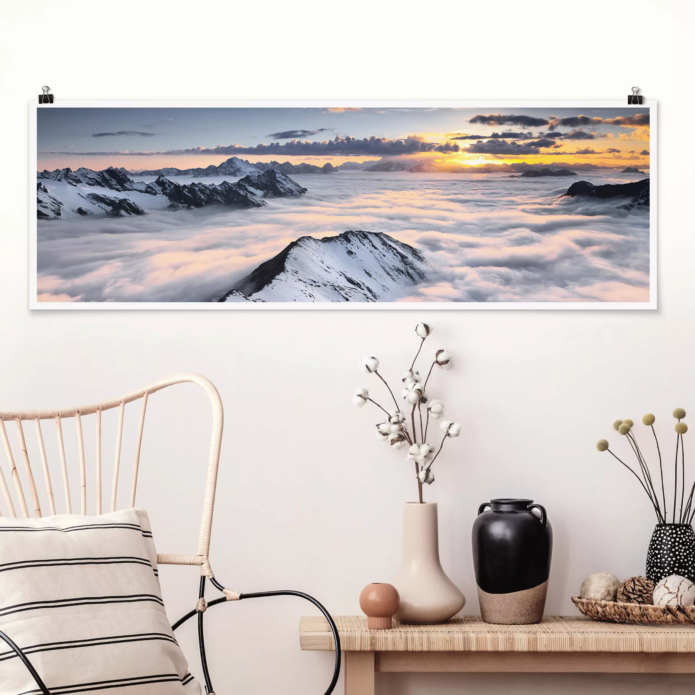 Panorama Poster Natur & Landschaft Blick über Wolken und Berge günstig online kaufen