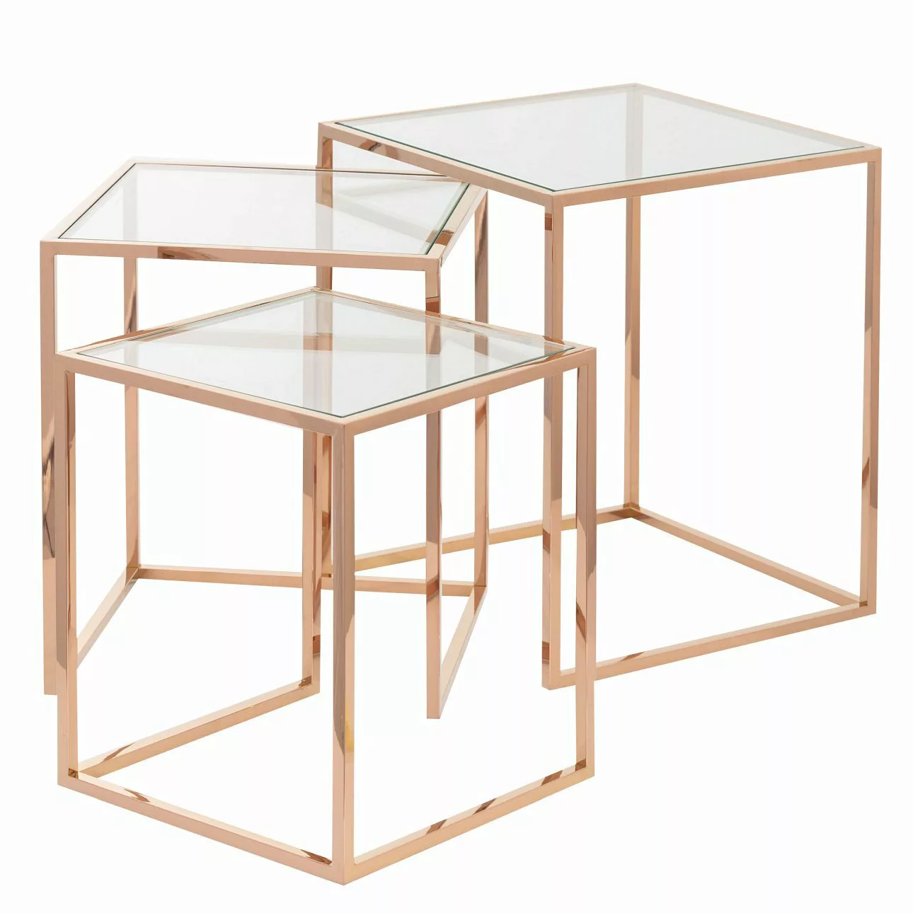 3-er Set von Beistelltischen Rush rose gold, 45 x 45 x 58 cm günstig online kaufen