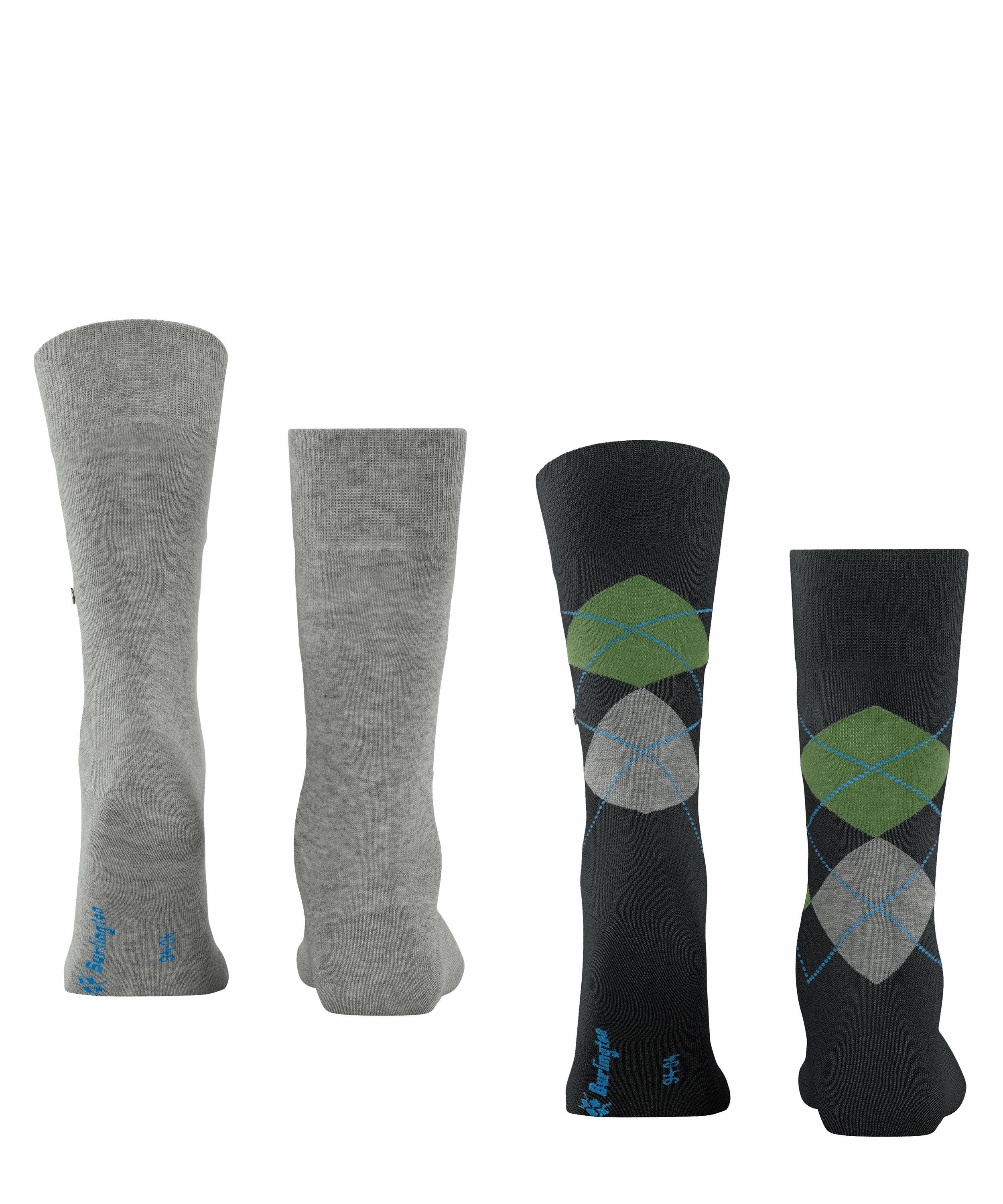 Burlington Everyday 2-Pack Herren Socken, 40-46, Schwarz, Argyle, Baumwolle günstig online kaufen