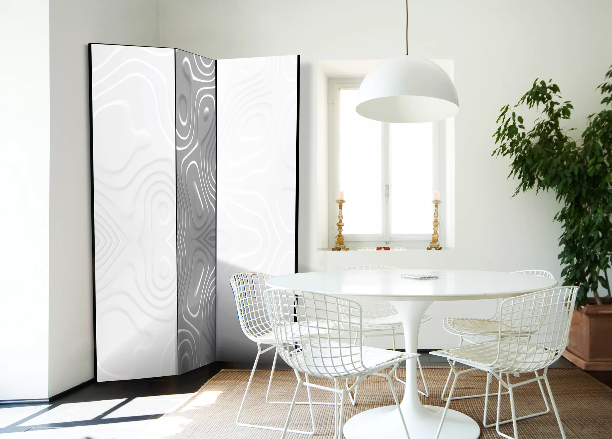 3-teiliges Paravent - Room Divider - White Waves I günstig online kaufen