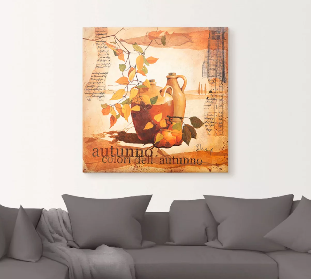 Artland Leinwandbild "Italienisches Herbstlaub", Vasen & Töpfe, (1 St.), au günstig online kaufen