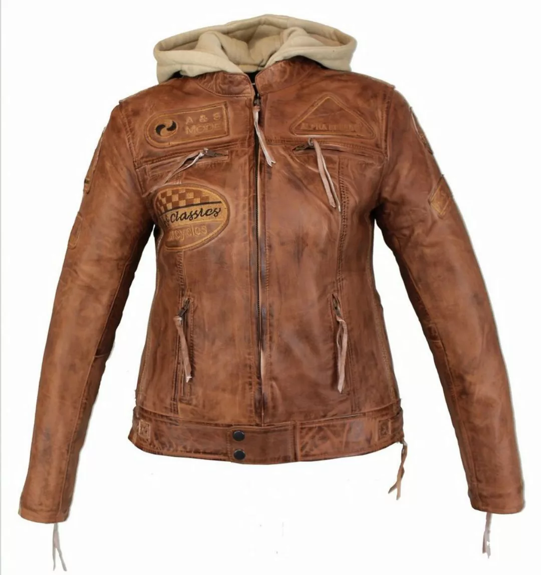 Alpha Speeds Motorradjacke Damen Leder Jacke Biker Freizeit Highway Jacke K günstig online kaufen