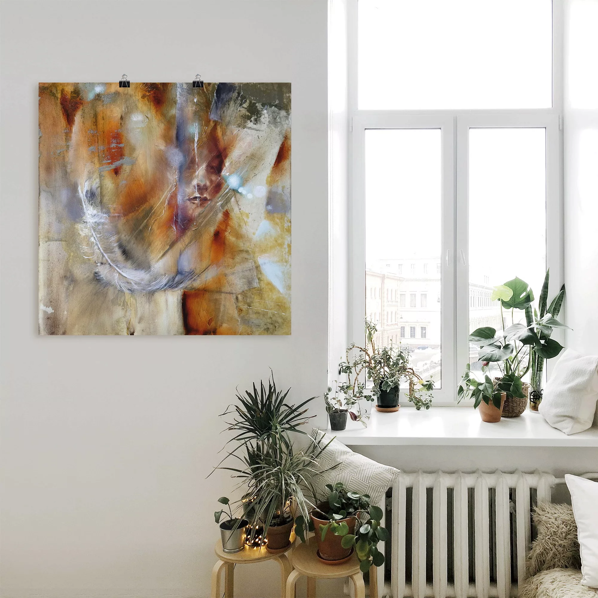 Artland Wandbild "Cora mit Feder", Frau, (1 St.), als Alubild, Outdoorbild, günstig online kaufen