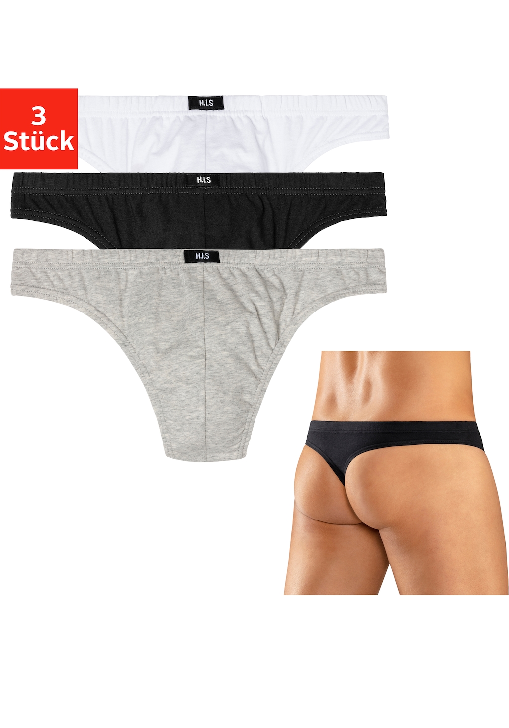 H.I.S String, (Packung, 3 St.), aus weichem Baumwoll-Stretch günstig online kaufen