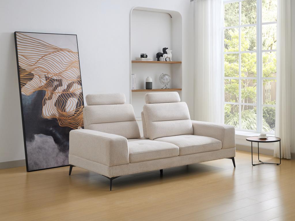 Sofa 3-Sitzer mit verstellbarer Rückenlehne - Strukturstoff - Beige - UDALI günstig online kaufen