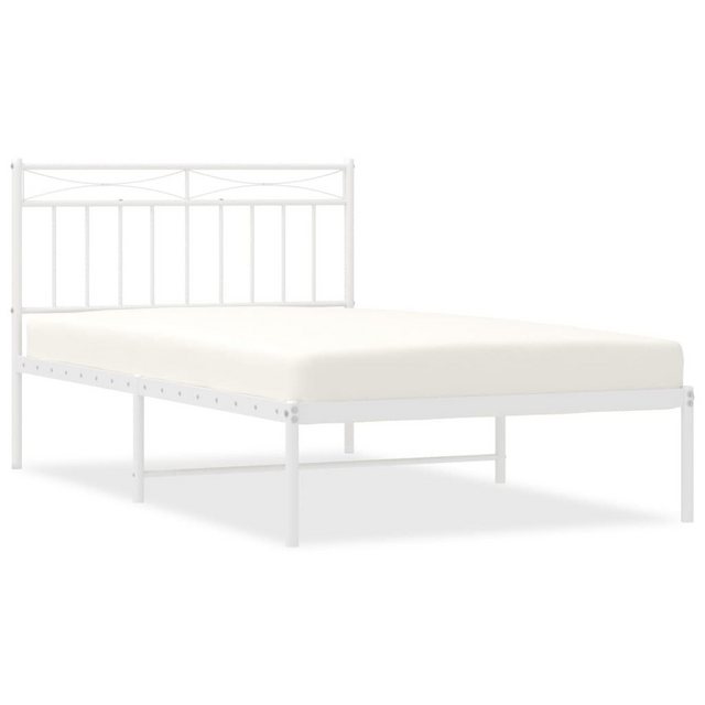 vidaXL Bett Bettgestell mit Kopfteil Metall Weiß 100x200 cm günstig online kaufen