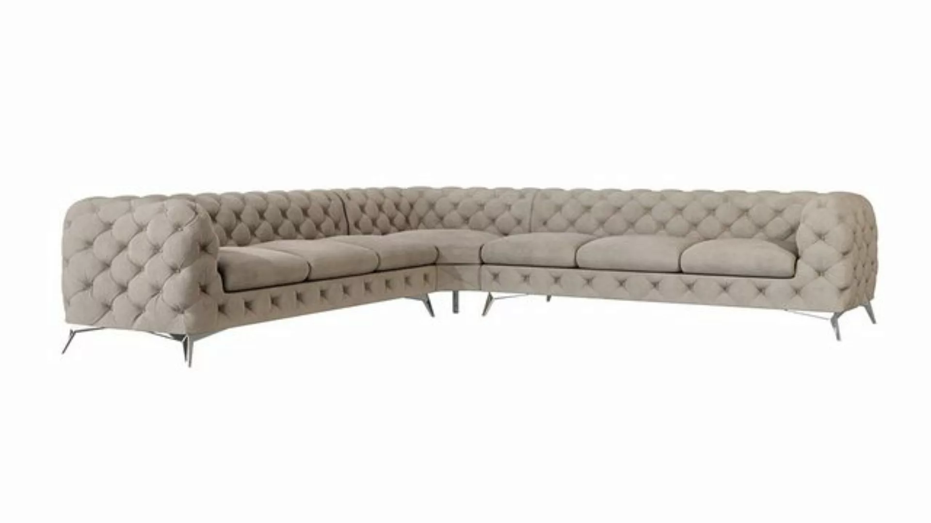 S-Style Möbel Ecksofa Chesterfield Ecksofa Kalina mit Silber Metall Füßen, günstig online kaufen