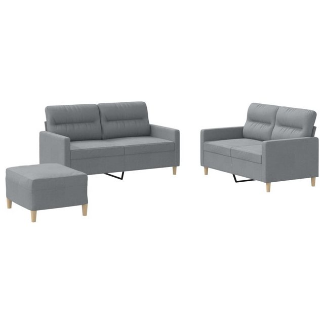 vidaXL Sofa 3-tlg. Sofagarnitur mit Kissen Hellgrau Stoff günstig online kaufen