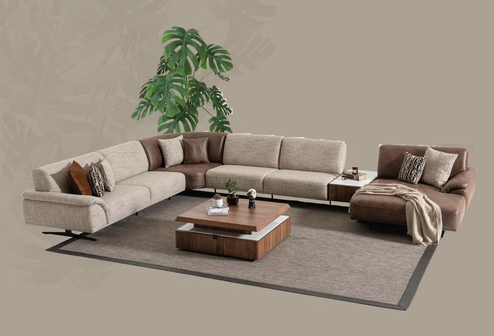 JVmoebel Ecksofa Wohnlandschaft Ecksofa Garnitur Design Moderner Couchtisch günstig online kaufen