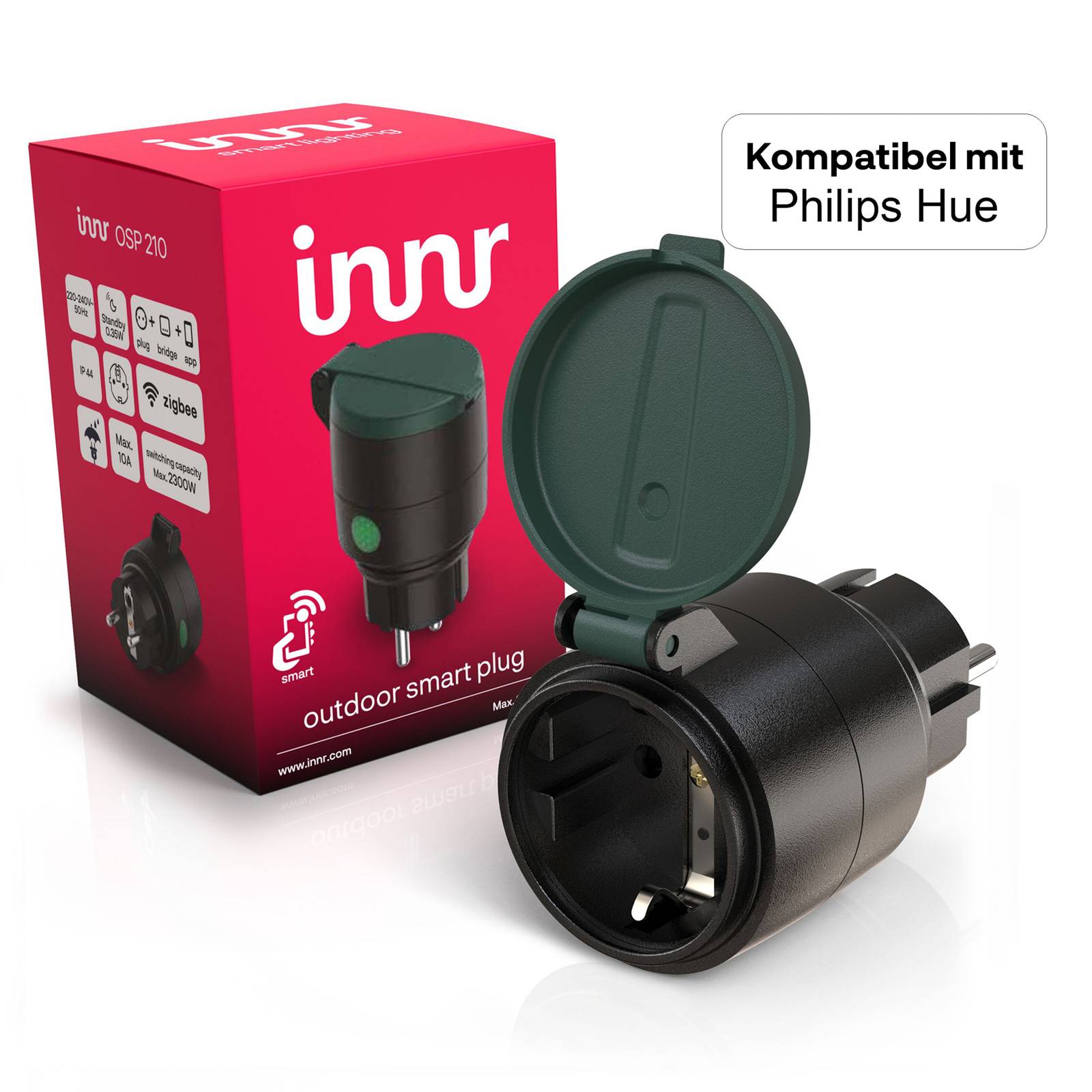 Innr Outdoor Smart Plug Steckdose, IP44, Kunststoff, schwarz günstig online kaufen