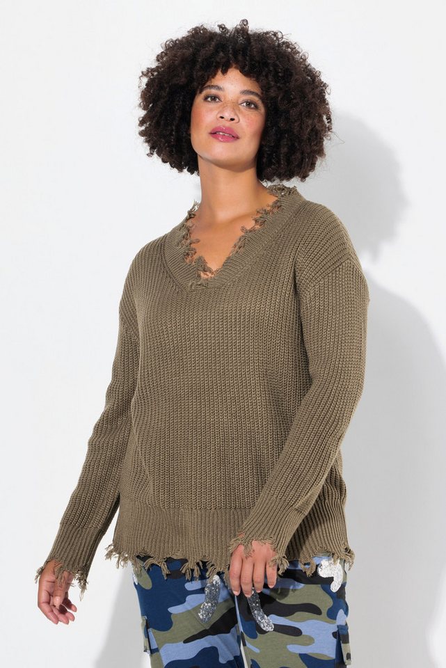 Angel of Style Strickpullover Pullover oversized Fransen Langarm günstig online kaufen