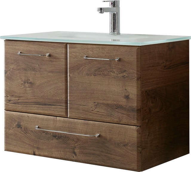 Saphir Waschtisch "Quickset Glaswaschtisch mit Unterschrank, 74 cm breit, W günstig online kaufen