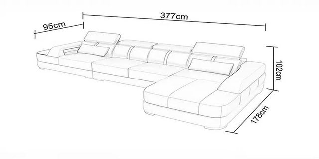 Xlmoebel Ecksofa Wohnzimmer Ecksofa aus Leder mit Design und Polsterung, He günstig online kaufen