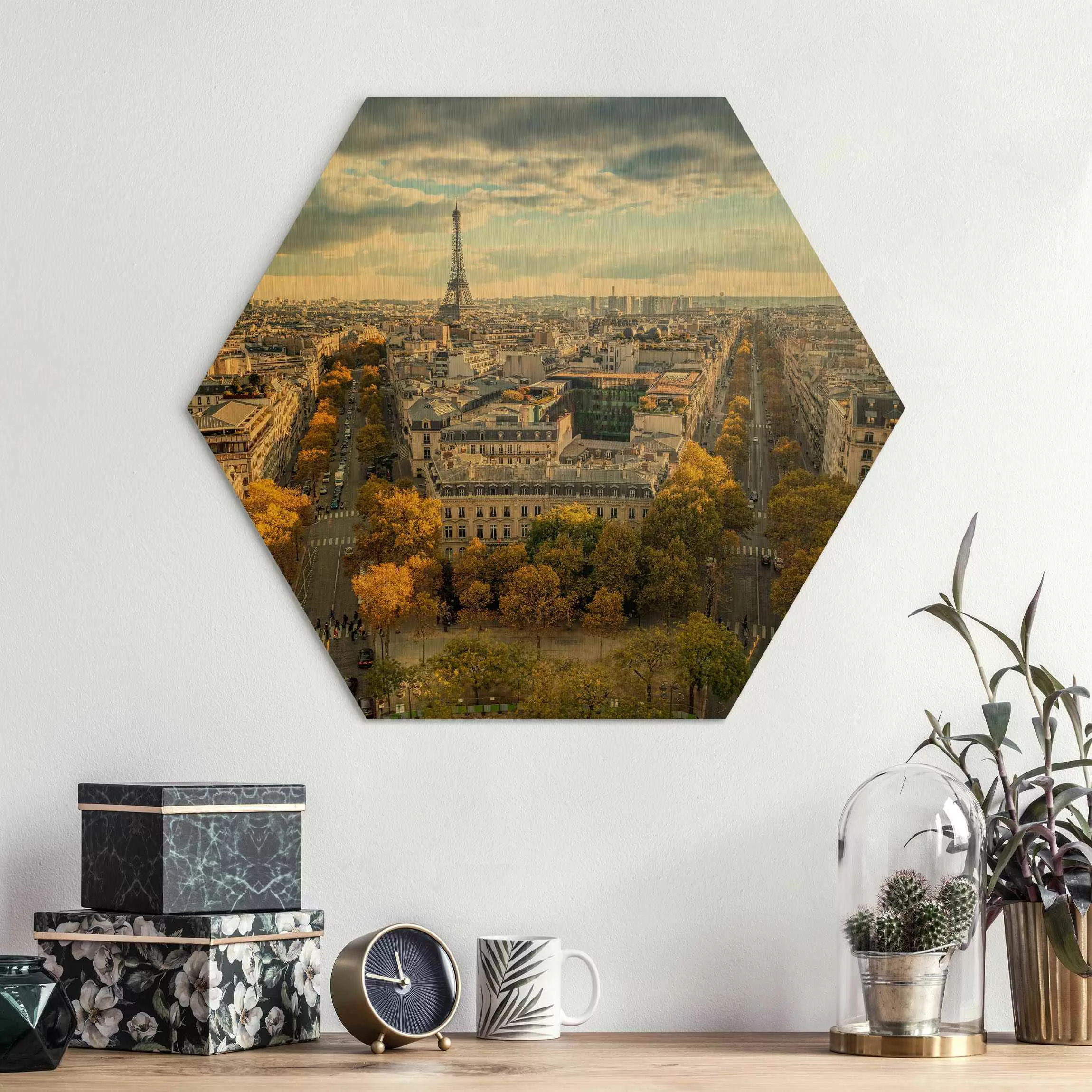 Hexagon-Alu-Dibond Bild Nice day in Paris günstig online kaufen