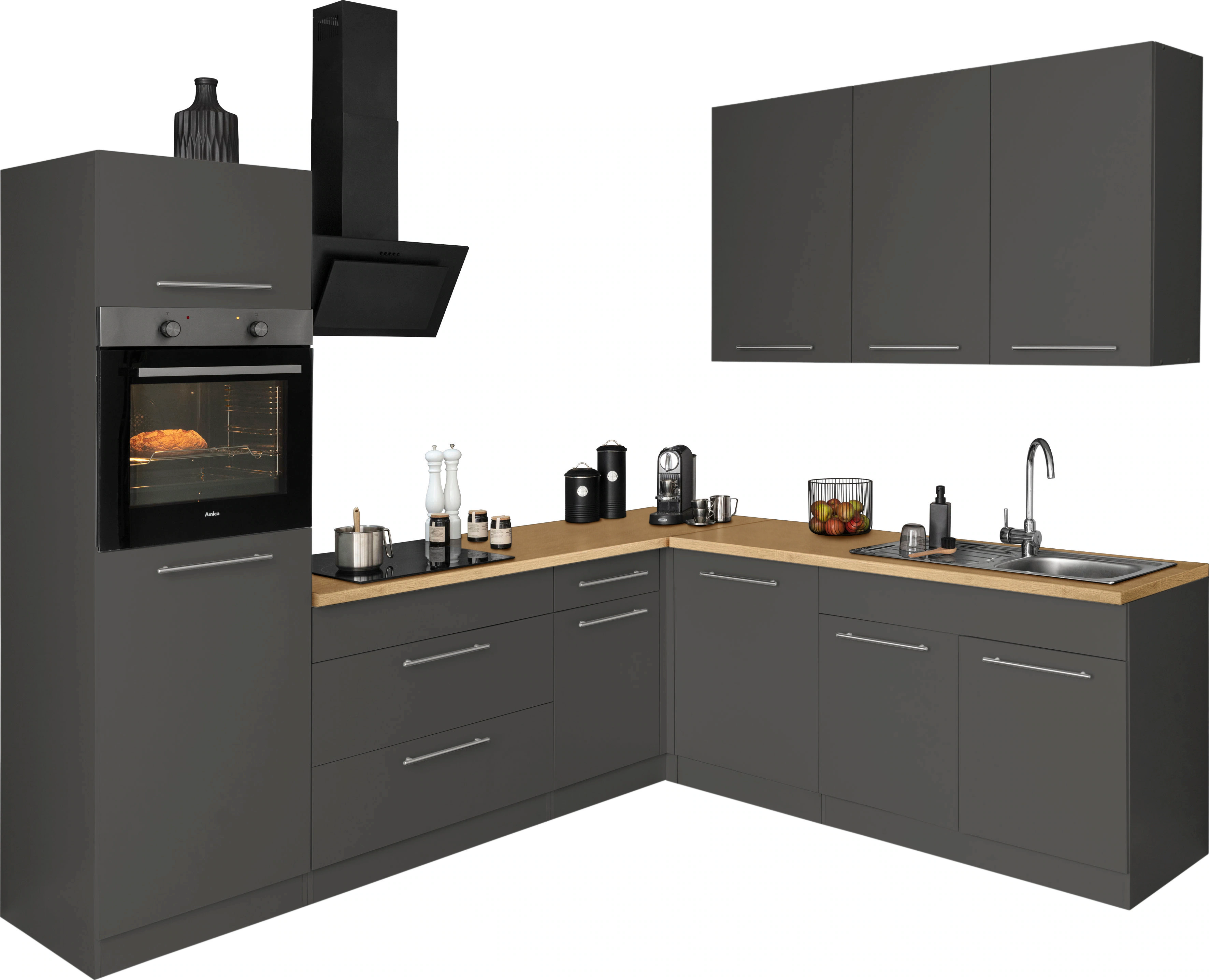 wiho Küchen Winkelküche "Unna", ohne E-Geräte, Stellbreite 260 x 220 cm günstig online kaufen