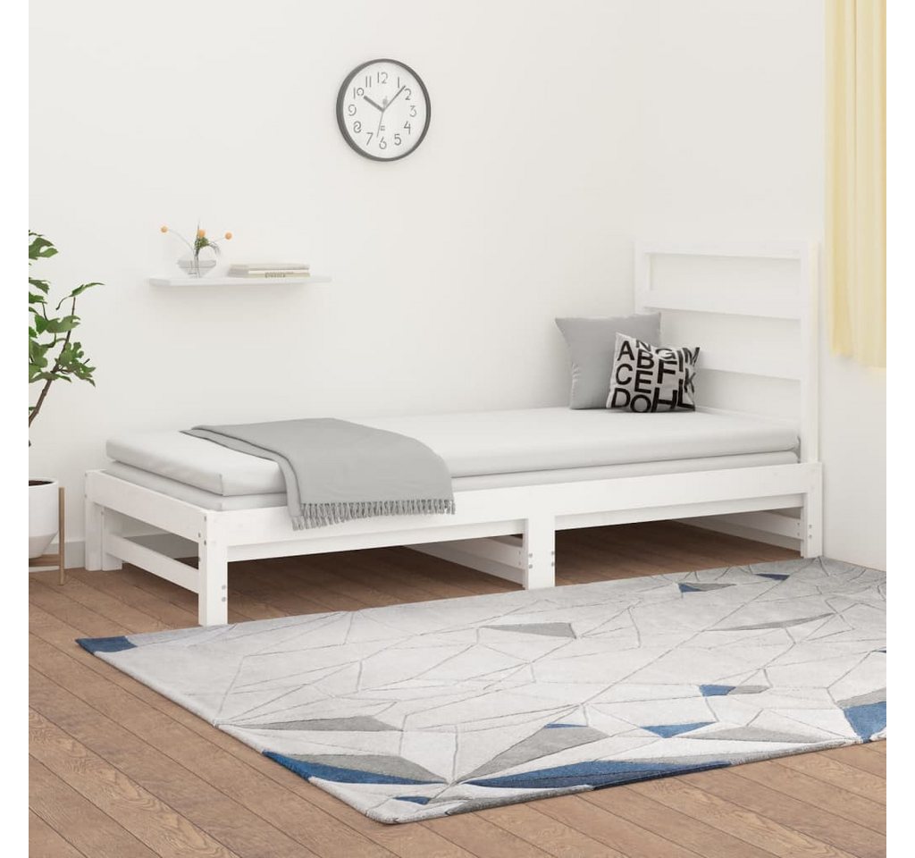 vidaXL Gästebett Gästebett Tagesbett Ausziehbar Weiß 2x90x190 cm Massivholz günstig online kaufen