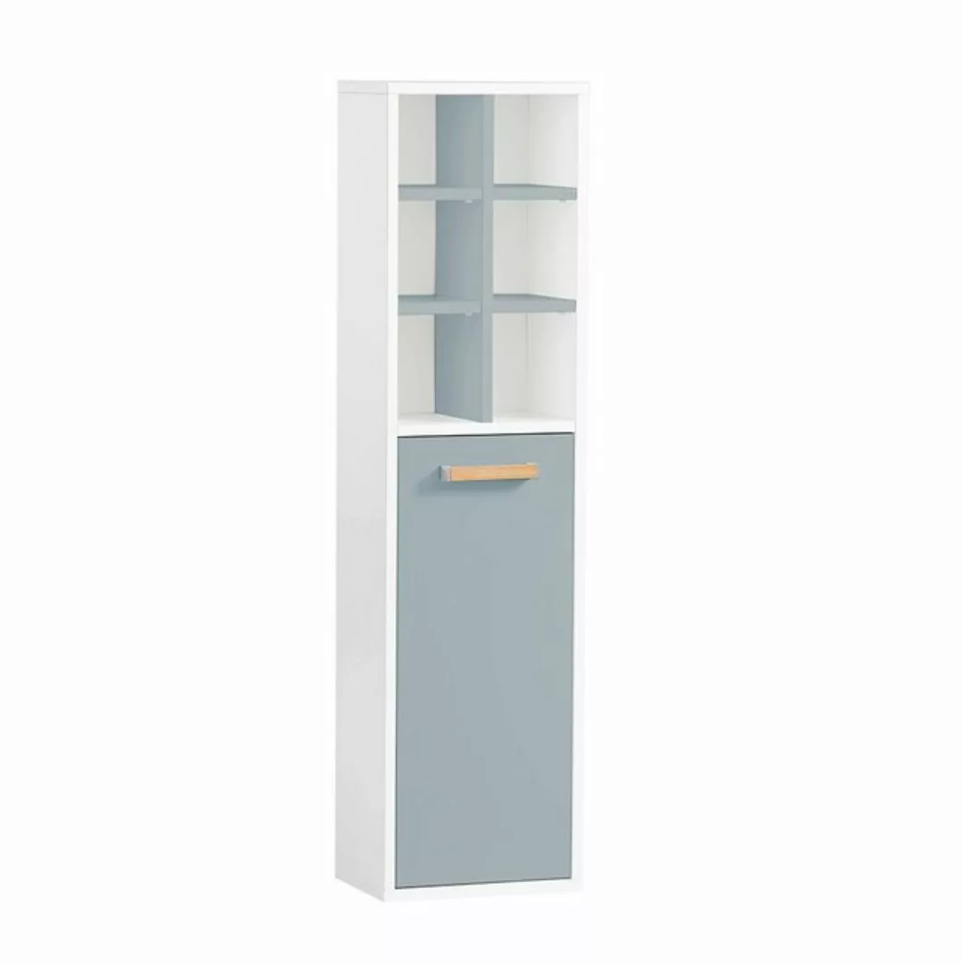 Lomadox Seitenschrank FILEY-80 Midischrank/Hochschrank in weiß mit blau günstig online kaufen