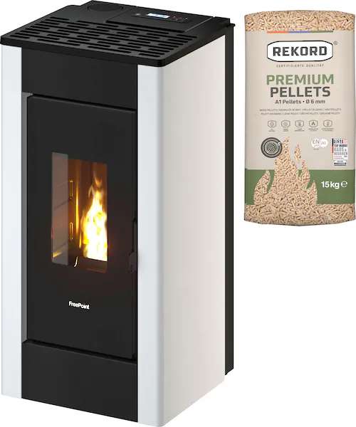 Freepoint Pelletheizkessel Sharp Airtight Stahl Weiß 7 kW mit Automatik günstig online kaufen