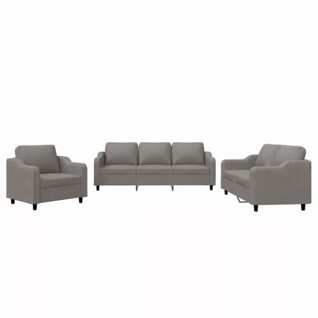 vidaXL Sofa Sofagarnitur Set mit Kissen Stoff, 3-tlg., Taupe günstig online kaufen