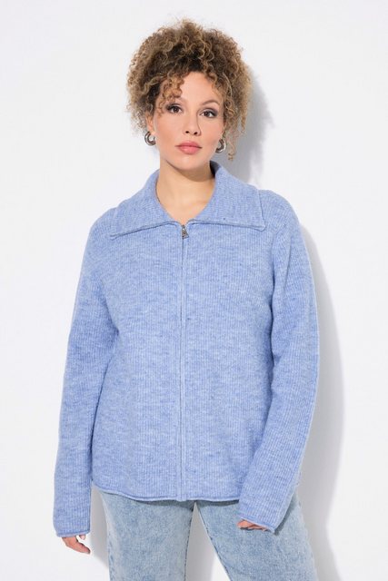 Ulla Popken Cardigan Strickjacke Reißverschluss Stehkragen Langarm günstig online kaufen